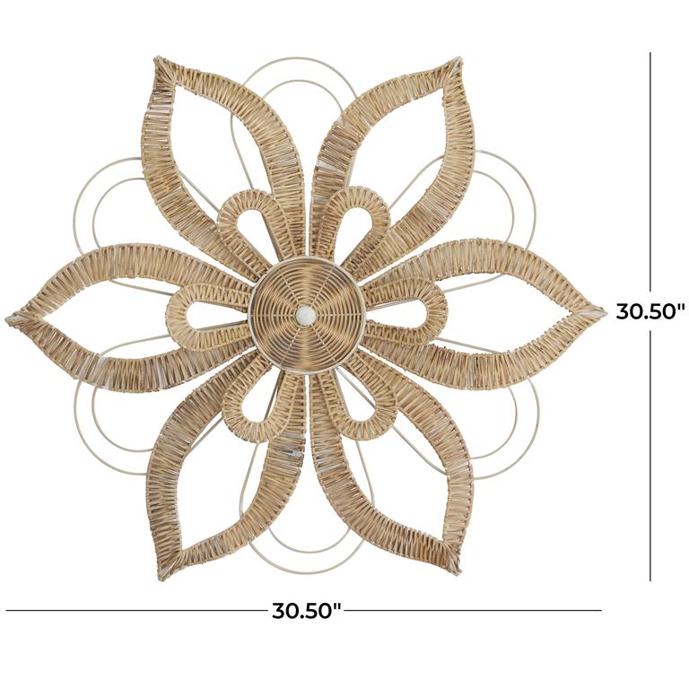 Metal Flower Rattan Wall Art