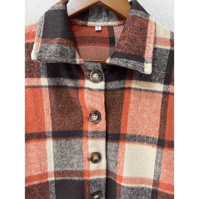 Plaid Shirt Jacket Button Down Flannel Jacket