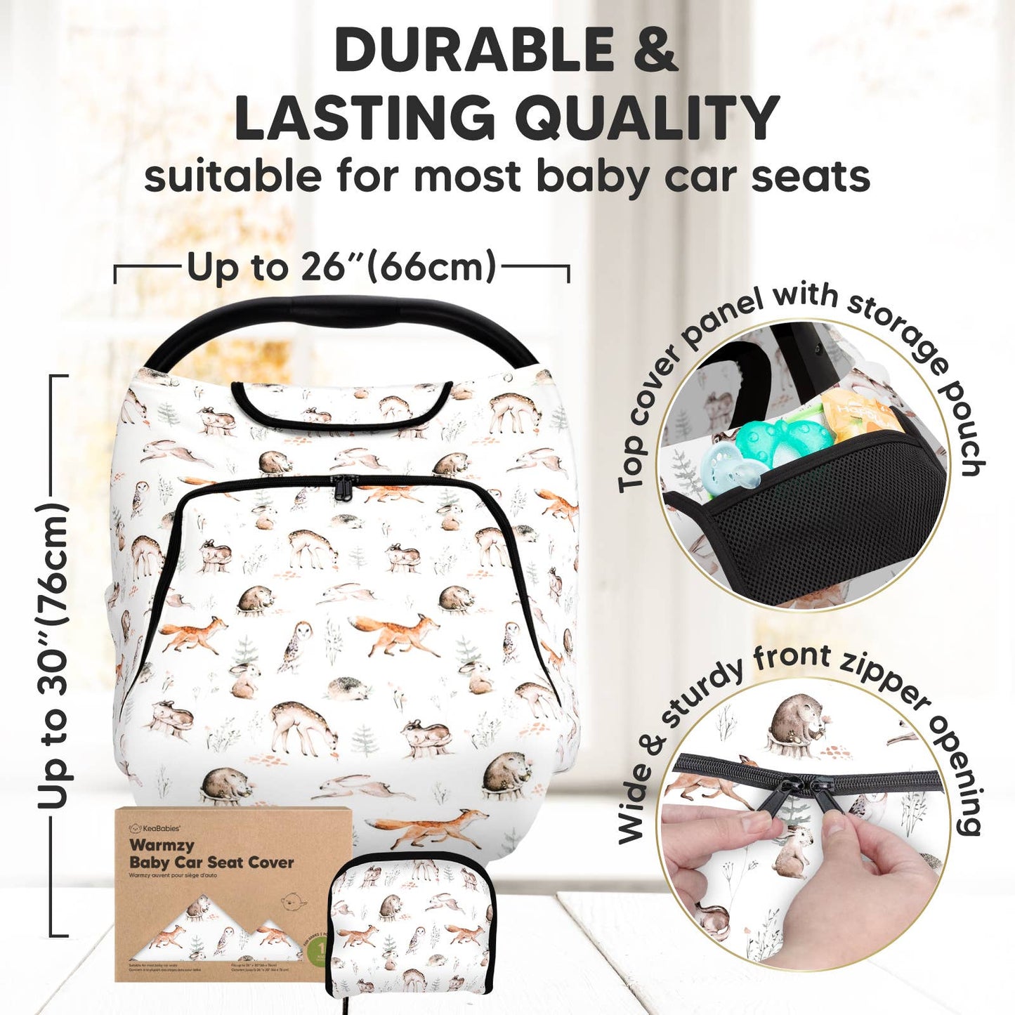 KeaBabies Warmzy Baby Carseat Cover (Arcadia)