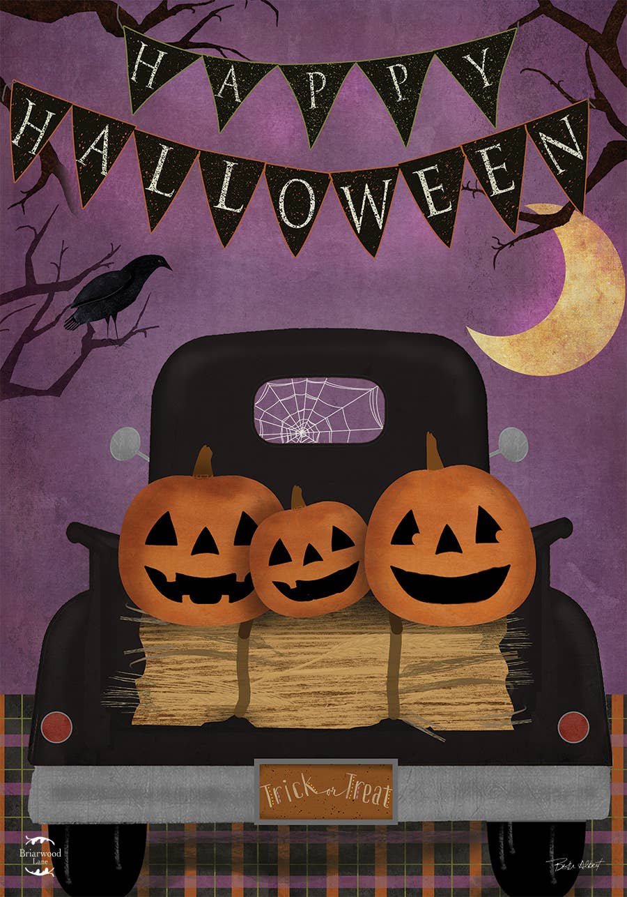 Halloween Truck Garden Flag