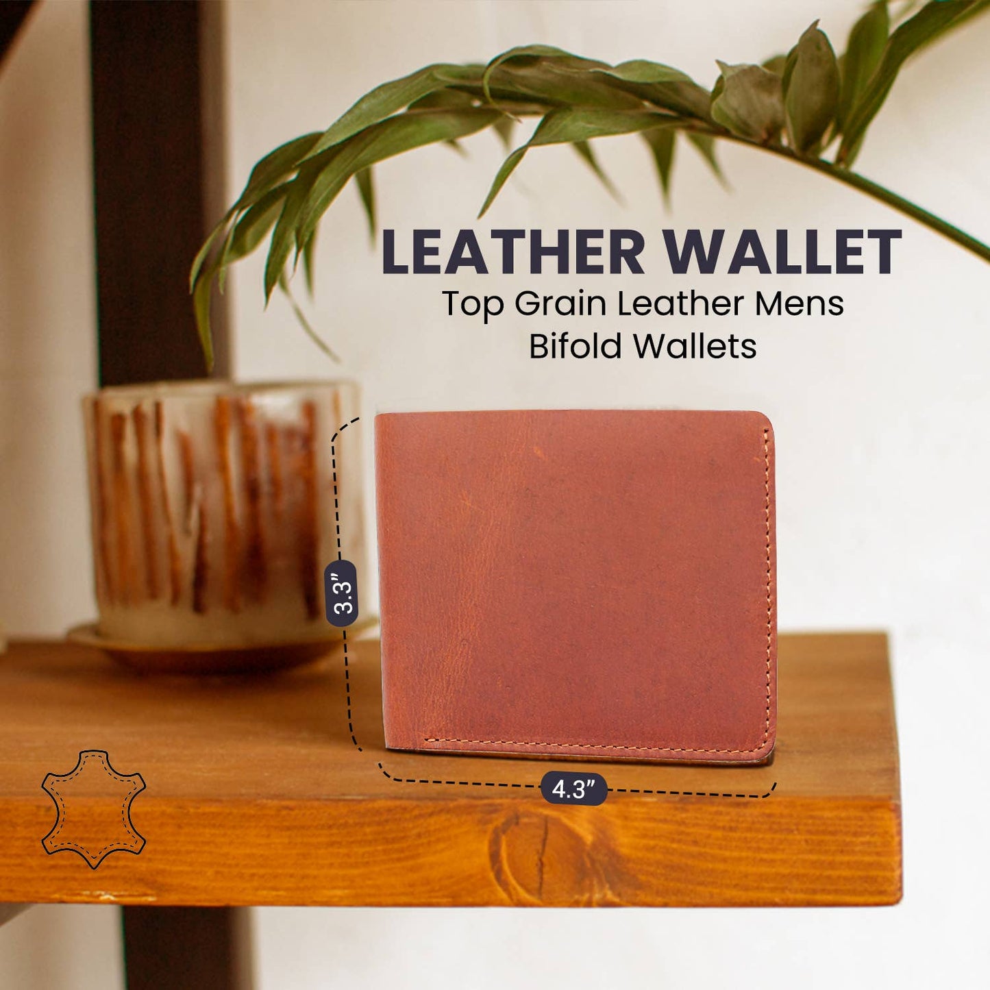 Genuine Leather Wallet for Men with Flap out ID Window