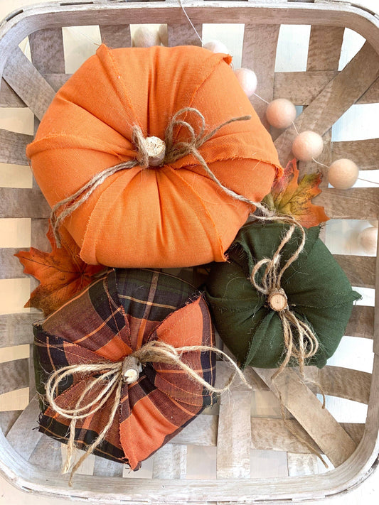 Rustic Plaid Fabric Pumpkin