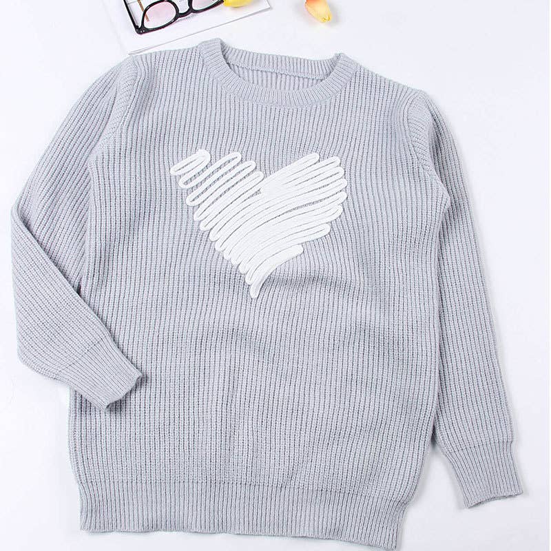 Cute Love Heart Graphic Valentine Knit Pullover Sweater