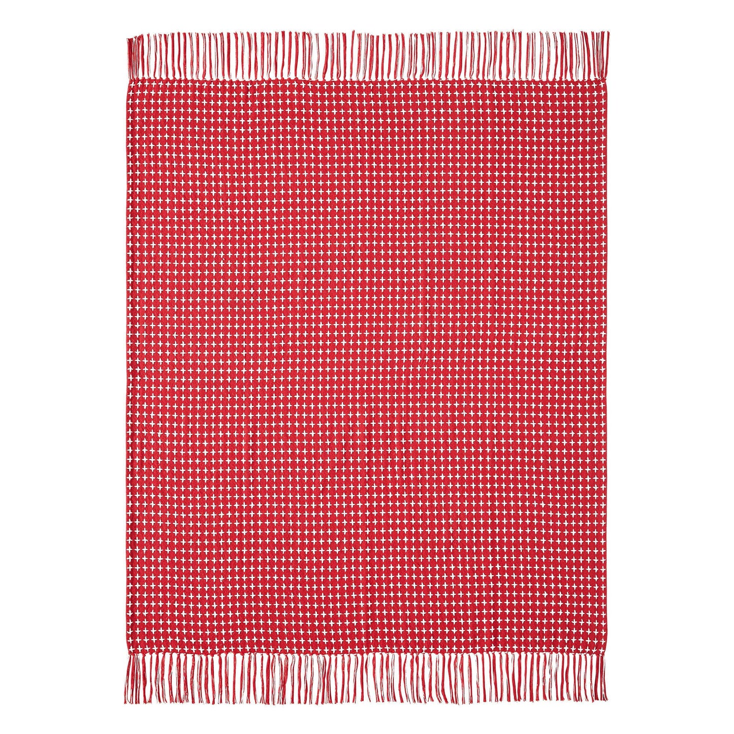 Gallen Red White Woven Throw 50x60