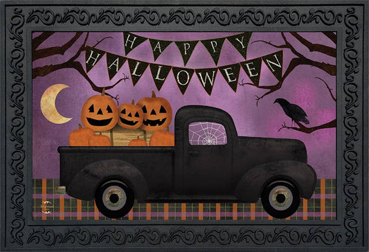 Halloween Truck Primitive Doormat 30" x 18" Indoor Outdoor