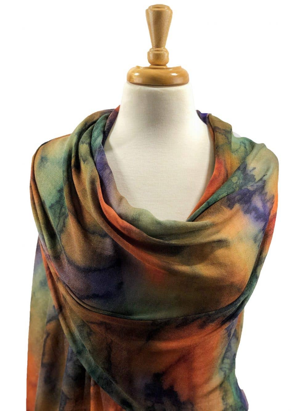 Hand Painted Orange and Purple Watercolor Wool & Silk Scarf