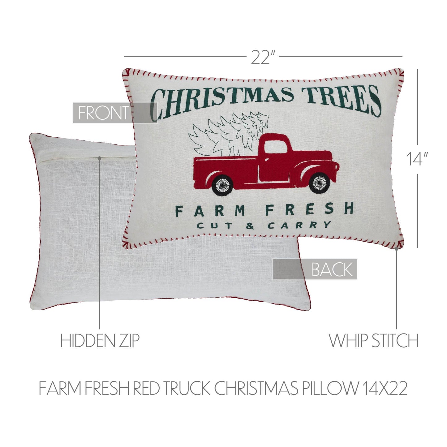 Farm Fresh Red Truck Christmas Pillow 14x22