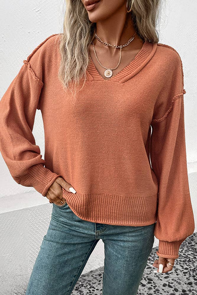 Hem Stitching Western Knitting Pullover Sweater