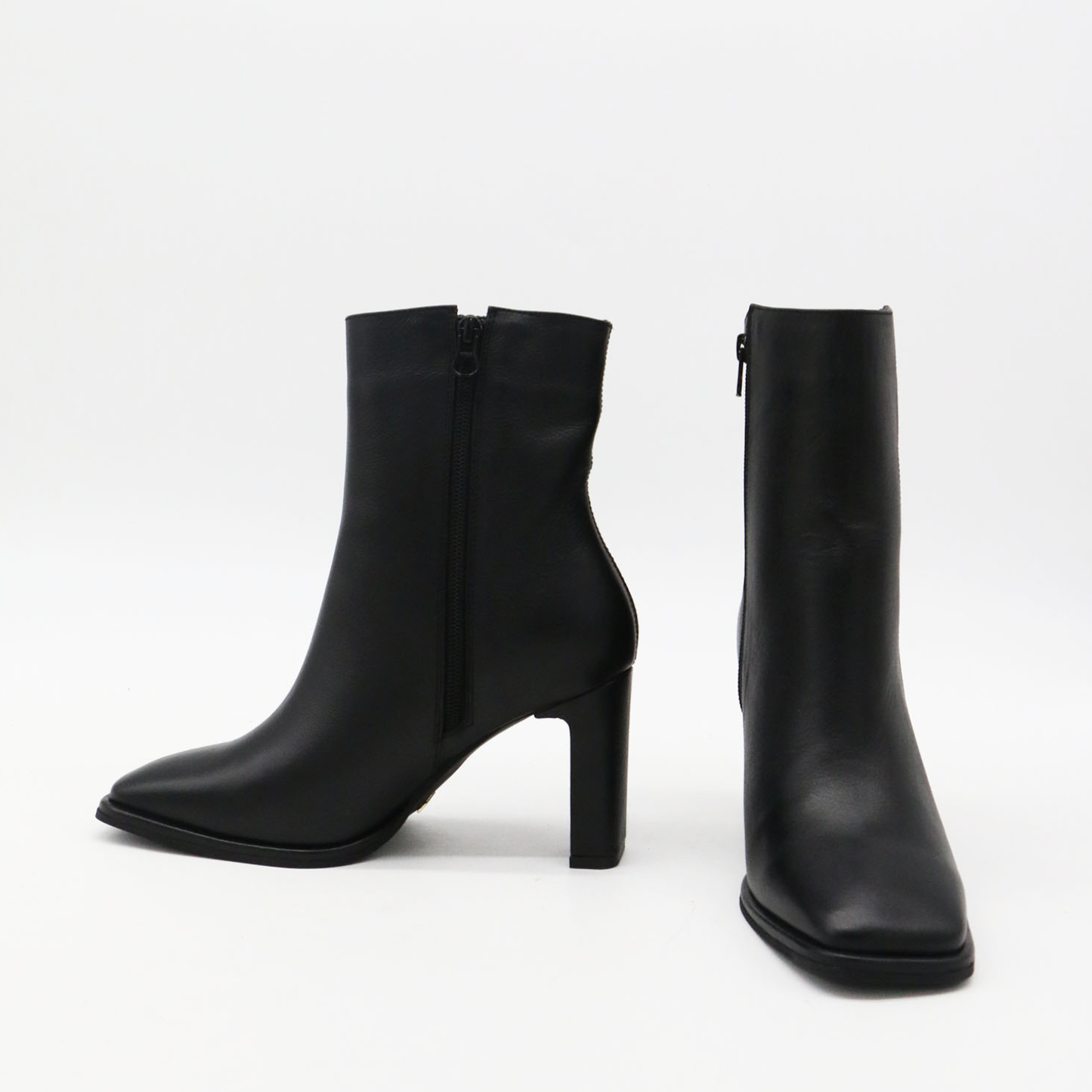 Indigo heeled ankle boots in black leather