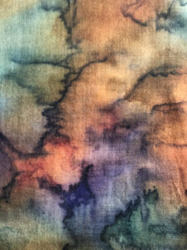 Hand Painted Orange and Purple Watercolor Wool & Silk Scarf