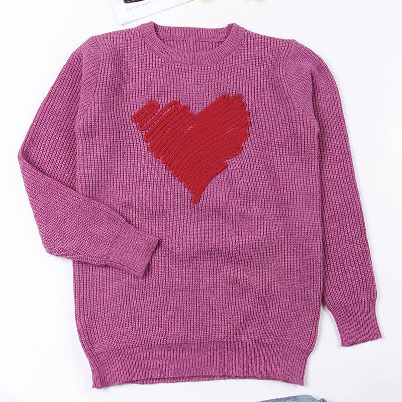 Cute Love Heart Graphic Valentine Knit Pullover Sweater