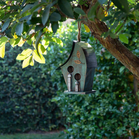 Turquoise Artful Wooden Birdhouse