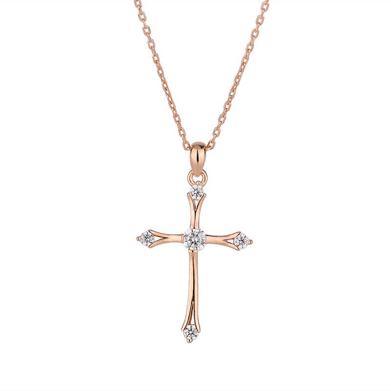 Cross Charm Pendant Necklace in 925 Sterling Silver