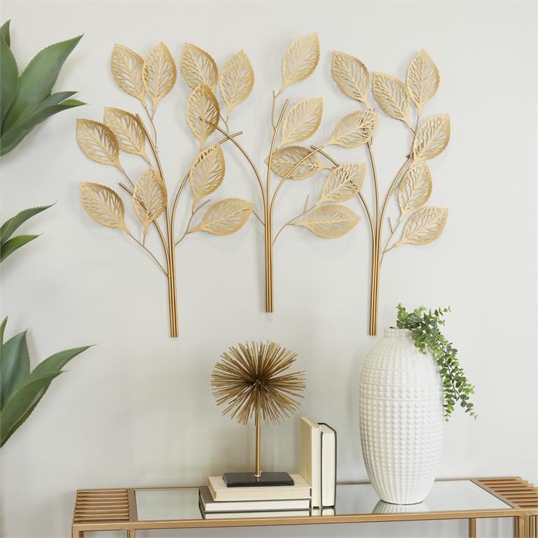 GOLD METAL LEAF WALL DECOR