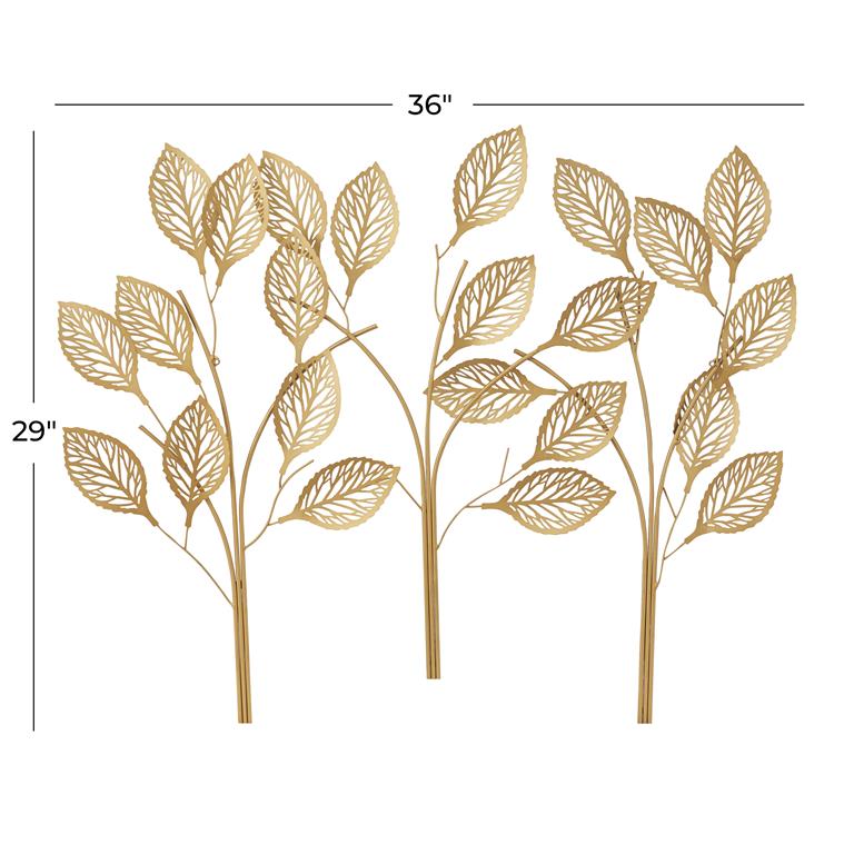 GOLD METAL LEAF WALL DECOR