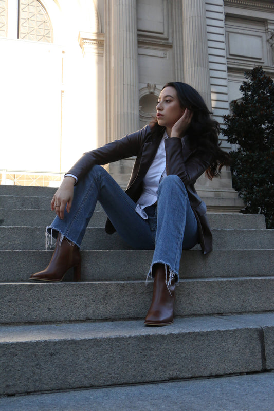 Indigo heeled ankle boots in black leather