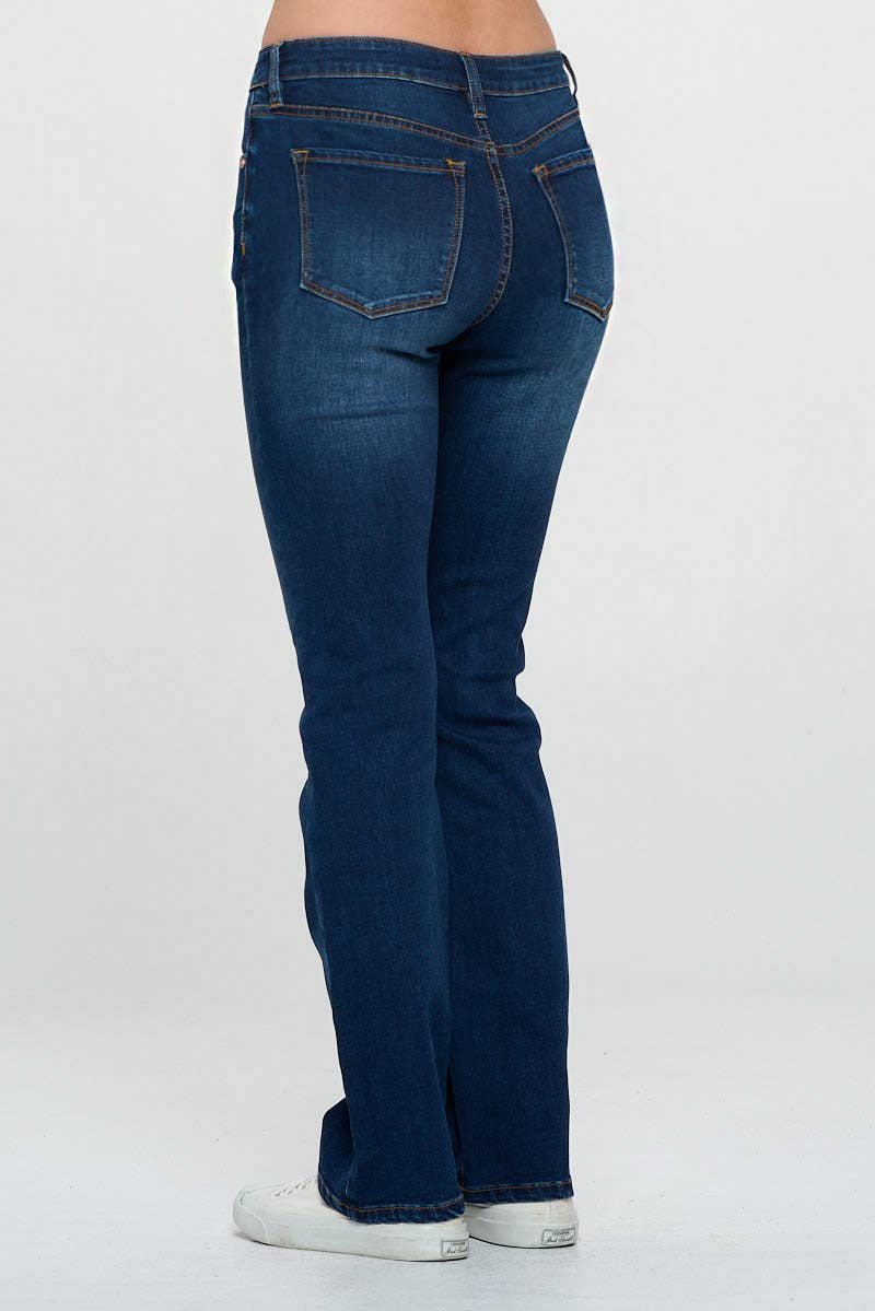 Dark Wash - Mid Rise Classic Boot Cut Jeans