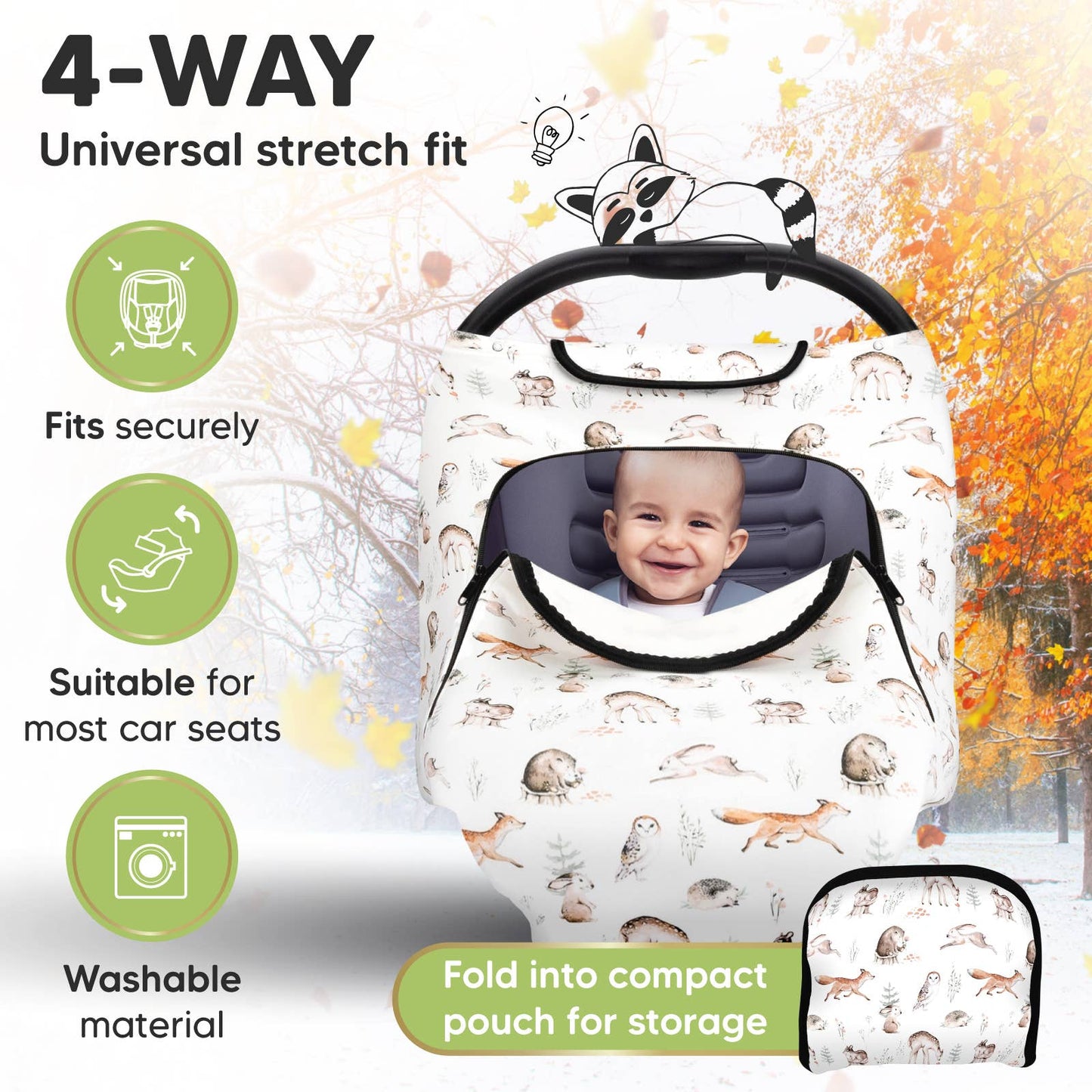 KeaBabies Warmzy Baby Carseat Cover (Arcadia)