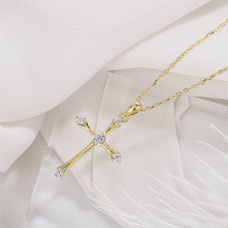 Cross Charm Pendant Necklace in 925 Sterling Silver