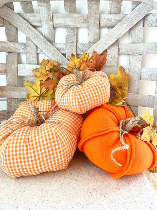 Orange Gingham Fabric Pumpkin