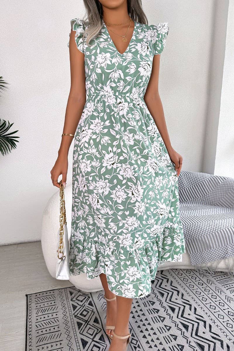 LEISURE FLOWER WAIST HOLIDAY DRESS