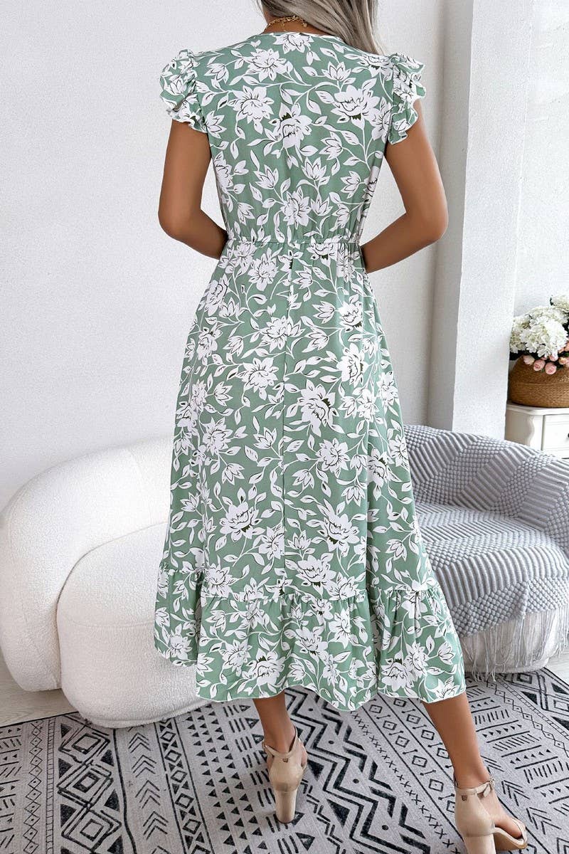 LEISURE FLOWER WAIST HOLIDAY DRESS