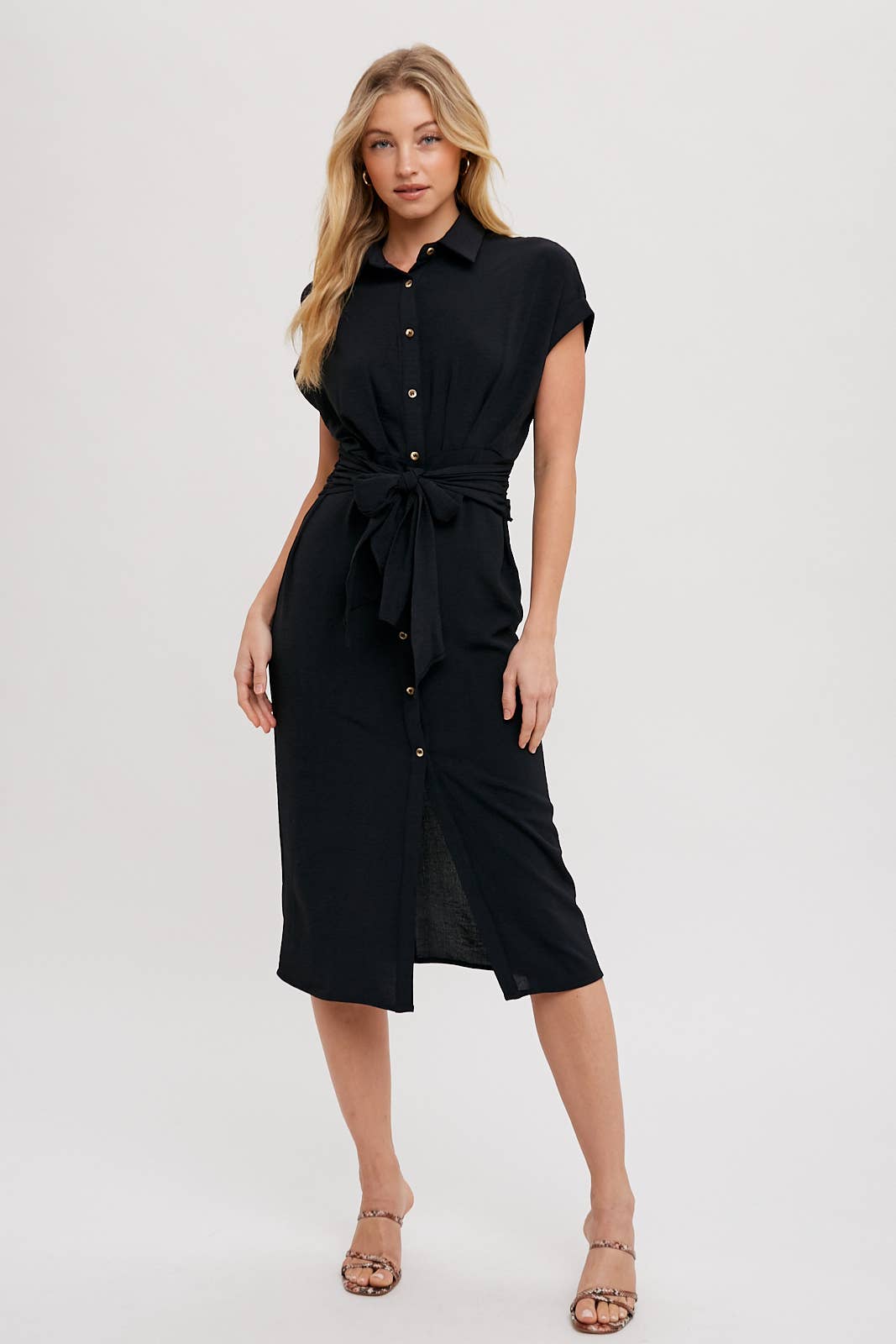 BUTTON DOWN SHIRT MIDI DRESS