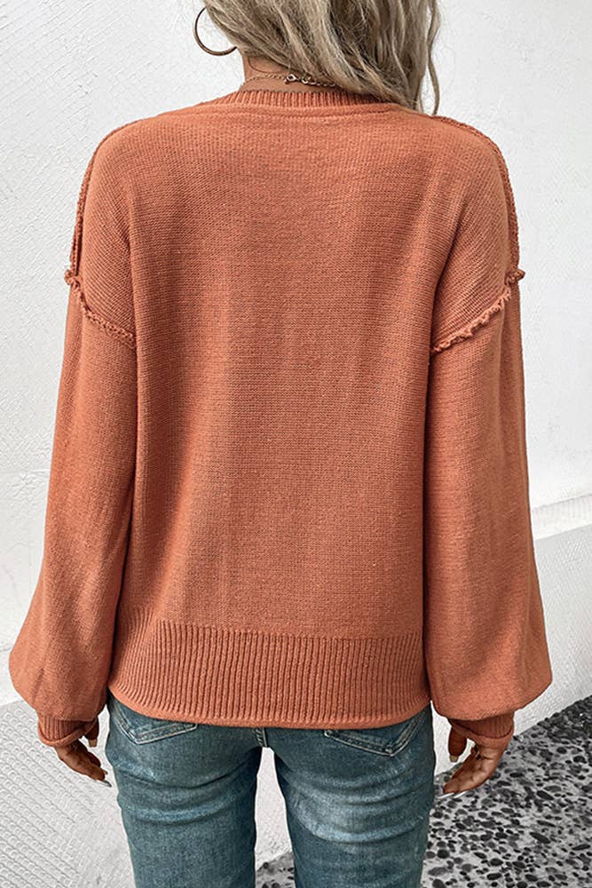 Hem Stitching Western Knitting Pullover Sweater