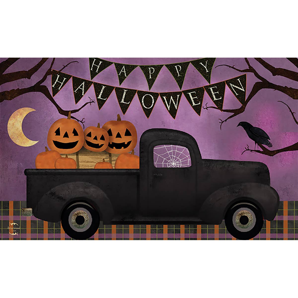 Halloween Truck Primitive Doormat 30" x 18" Indoor Outdoor