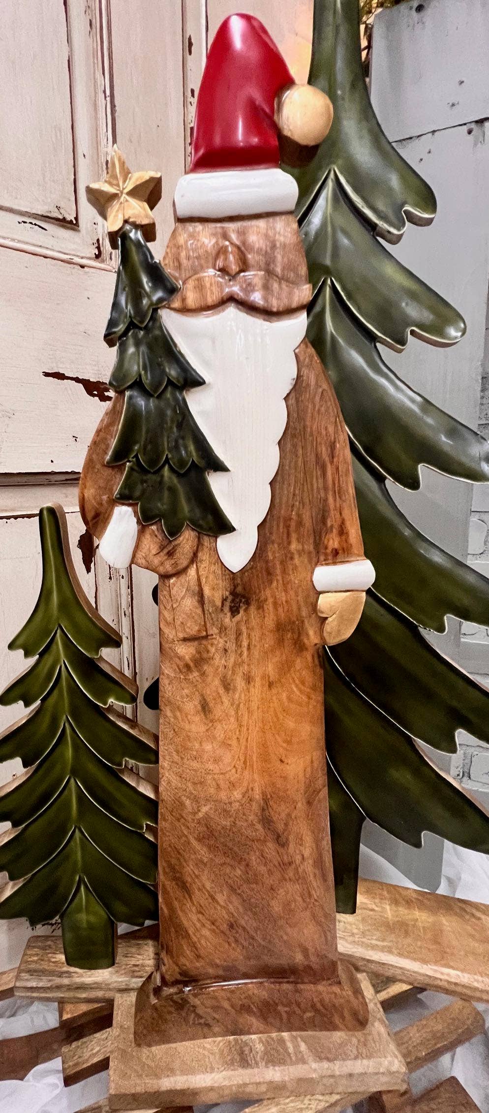 Wooden Santa 7.5x4x32in