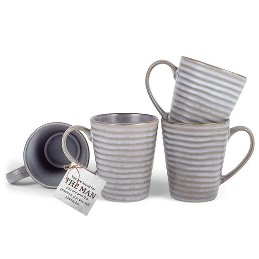 Ceramic Mugs (4Pk) General Grey Ribbed