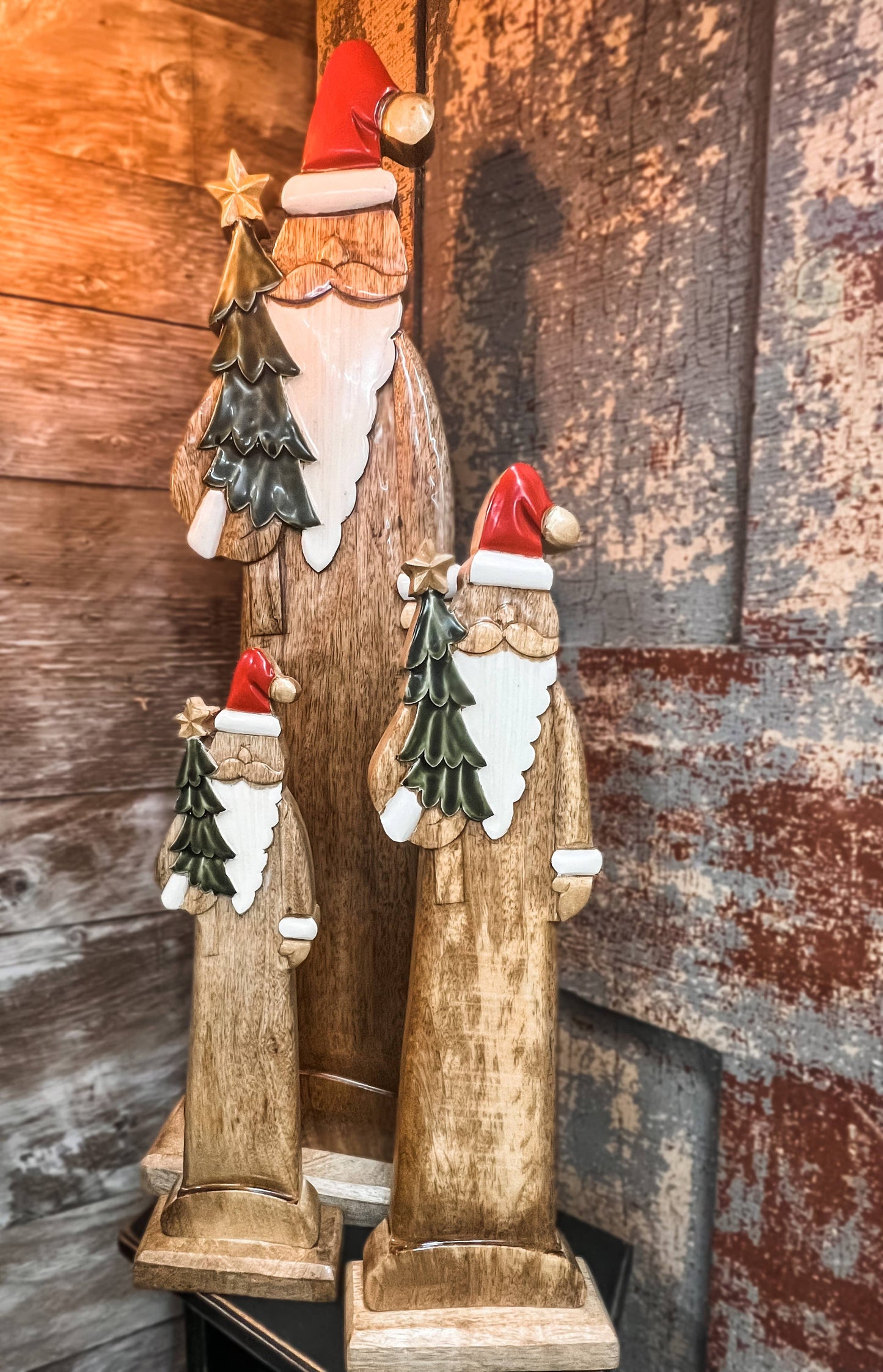 Wooden Santa 7.5x4x32in