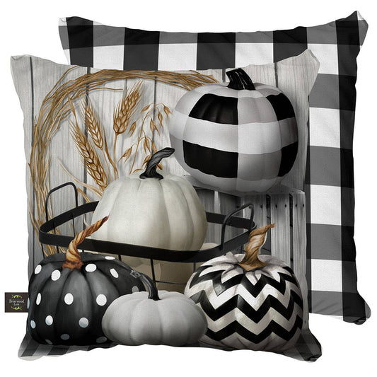 Black & White Pumpkins Decorative Pillow