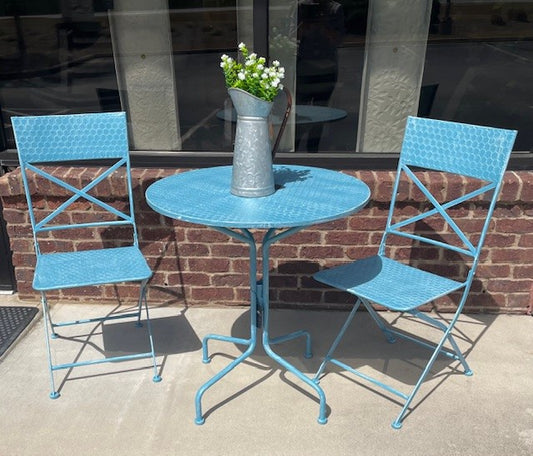 Metal Turquoise Bistro Set