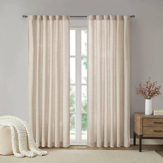 Linen with Fleece Lining Window Panel, Natural