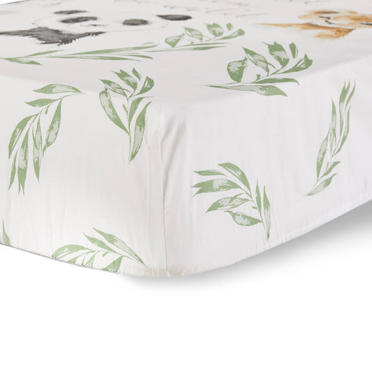 Mozambique Cotton Crib Fitted Sheet Animals