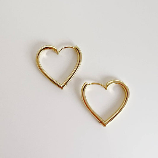 Love Heart Hoops Earrings Gold Filled