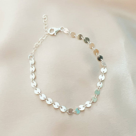 Sequin Disc Chain Bracelet Sterling Silver