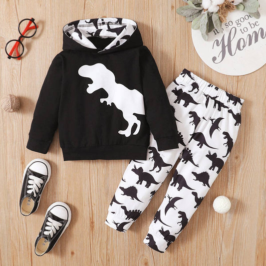 2-piece Toddler Boy DinosaurHoodie Sweatshirt and Pants Set