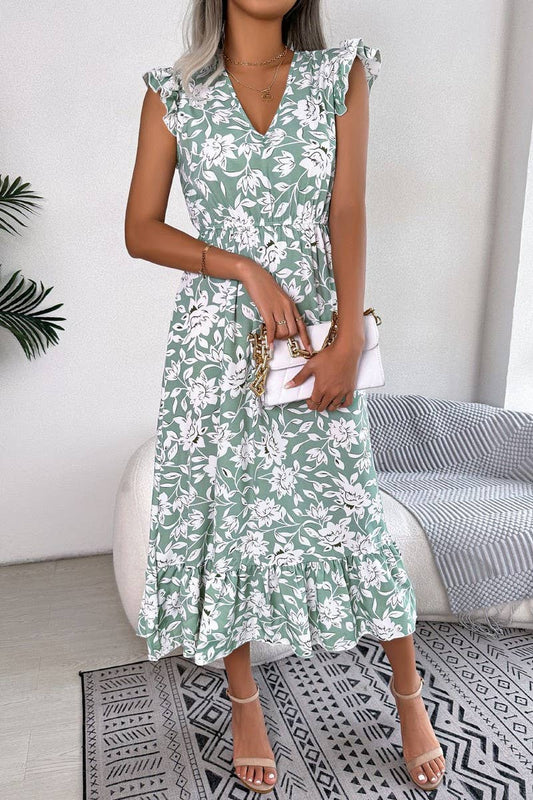 LEISURE FLOWER WAIST HOLIDAY DRESS